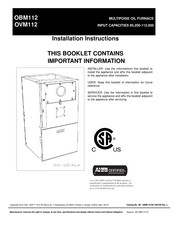 Bryant OBM112 Installation Instructions Manual