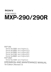 Sony MXP-290R Operation And Maintenance Manual