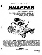 Snapper z1403k Safety Instructions & Operator's Manual