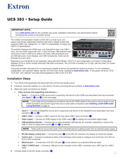 Extron electronics UCS 303 Setup Manual