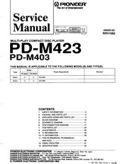 Pioneer PD-M403 Service Manual