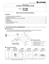 Aiphone TB-10M Installation & Operation Manual