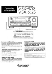 Pioneer VSX-502 Operating Instructions Manual