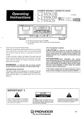 Pioneer CT-W403R Operating Instructions Manual