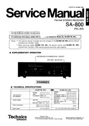 Panasonic Technics SA-800 FE Service Manual