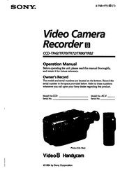 Sony Handycam CCD-TR72 Operation Manual