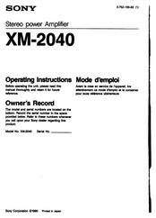 Sony XM-2040 Operating Instructions Manual