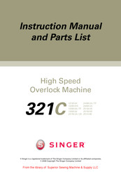 Singer 321C 251H-56 Instruction Manual And Parts List