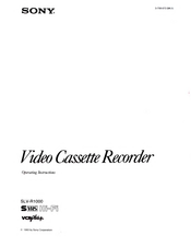 Sony SLV-R1000 - Video Cassette Recorder Operating Instructions Manual