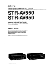 Sony STR-AV550 Operating Instructions Manual