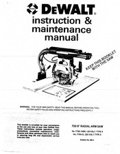 DeWalt 7700-01 Instruction & Maintenance Manual