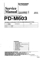 Pioneer PD-M603 Service Manual