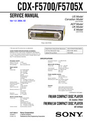 Sony CDX-F5705X - Fm/am Compact Disc Player Service Manual