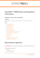 SonicWALL TZ600 Safety And Regulatory Information Manual