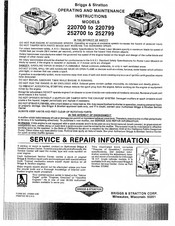 Briggs & Stratton 252700 Operating And Maintenance Instructions Manual