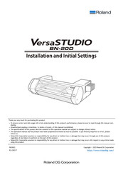 Roland VersaSTUDIO BN-20D Installation Manual