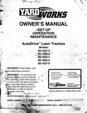Yard Works AutoDrive 60-1837-0 Owner's Manual