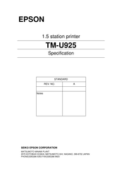 Epson U925 - TM B/W Dot-matrix Printer Manual