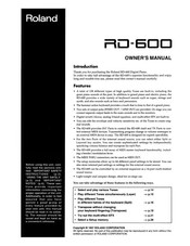 Roland RD-600 Owner's Manual