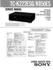 Sony TC-K850ES Service Manual