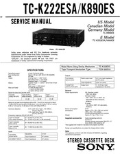 Sony TC-K890ES Service Manual