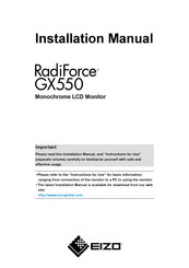 Eizo Radiforce GX550 Installation Manual