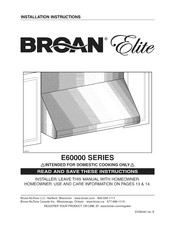 Broan Elite E6048TSS Installation Instructions Manual