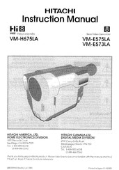 Hitachi VMH-675LA - Camcorder Instruction Manual