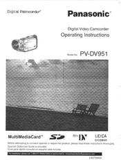 Panasonic Palmcorder PV-DV951 Operating Instructions Manual