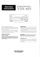 Pioneer VSX-455 Operating Instructions Manual
