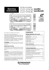 Pioneer LaserDisc CLD-1750K Operating Instructions Manual