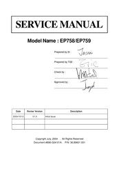 Optoma EP 758 Service Manual