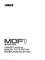 Yamaha MDF1 Owner's Manual