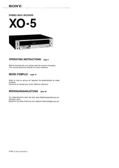 Sony XO-5 Operating Instructions Manual