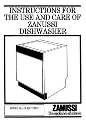 Zanussi DI 110 TCR/C Instructions For The Use And Care