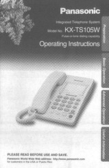 Panasonic KX-TS105W Operating Instructions Manual