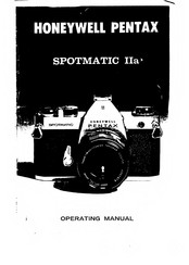 Honeywell Pentax Spotmatic IIa Operating Manual