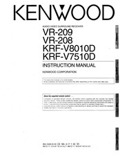 Kenwood VR-208 Instruction Manual