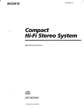 Sony LBT-D670AV - Compact Hifi Stereo System Operating Instructions Manual