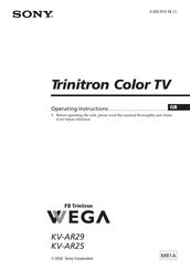 Sony FD Trinitron Wega KV-AR29 Operating Instructions Manual
