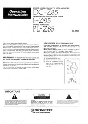 Pioneer PL-Z85 Operating Instructions Manual