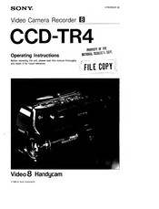 Sony Handycam CCD-TR4 Operating Instructions Manual