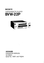 Sony BETACAM SP BVW-22P Operation Manual