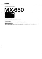 Sony MX-650 Owner's Instruction Manual