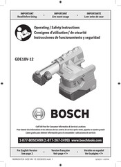 Bosch Professional GDE 18V-12 Operating/Safety Instructions Manual