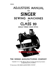 Singer CLASS 20 Adjusters Manual