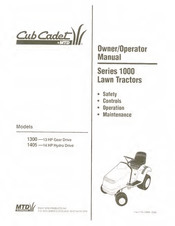 MTD Cub Cadet 1000 Series Operator's Manual