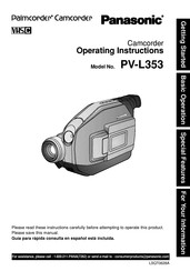 Panasonic Palmcorder PV-L353 Operating Instructions Manual