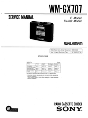 Sony WM-GX707 Service Manual