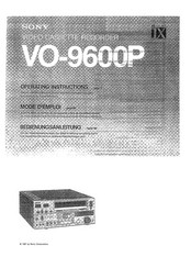 Sony VO-9600P Operating Instructions Manual